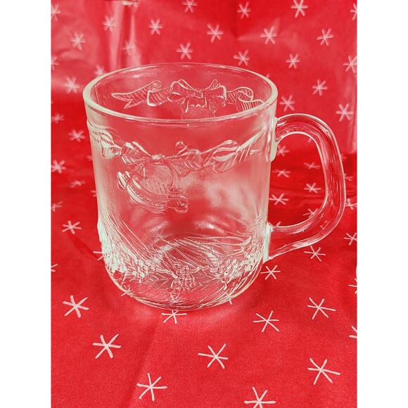 Duralex Noel Christmas Glass Coffee Mug Teacup 12oz Made in France 4" x2 Vintage - Picture 3 of 13